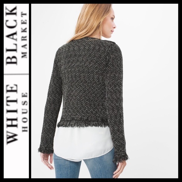 🔥SALE🔥 WHBM Tweed Raw Edge Sweater Jacket - Picture 5 of 11